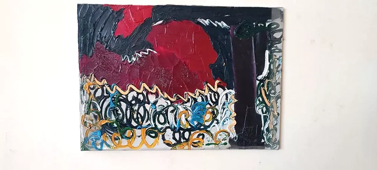 Abstract oil painting on canvas by Simone Ciani, 20th century 1