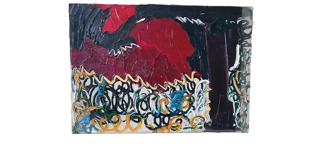 Abstract oil painting on canvas by Simone Ciani, 20th century 2