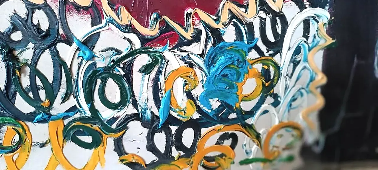 Abstract oil painting on canvas by Simone Ciani, 20th century 4
