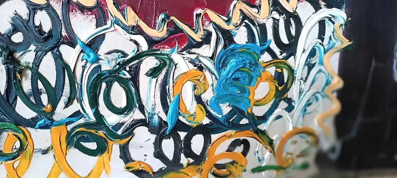 Abstract oil painting on canvas by Simone Ciani, 20th century 6