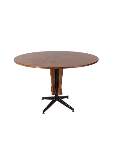 Tavolo rotondo in legno di Carlo Ratti per Lissoni, anni '60