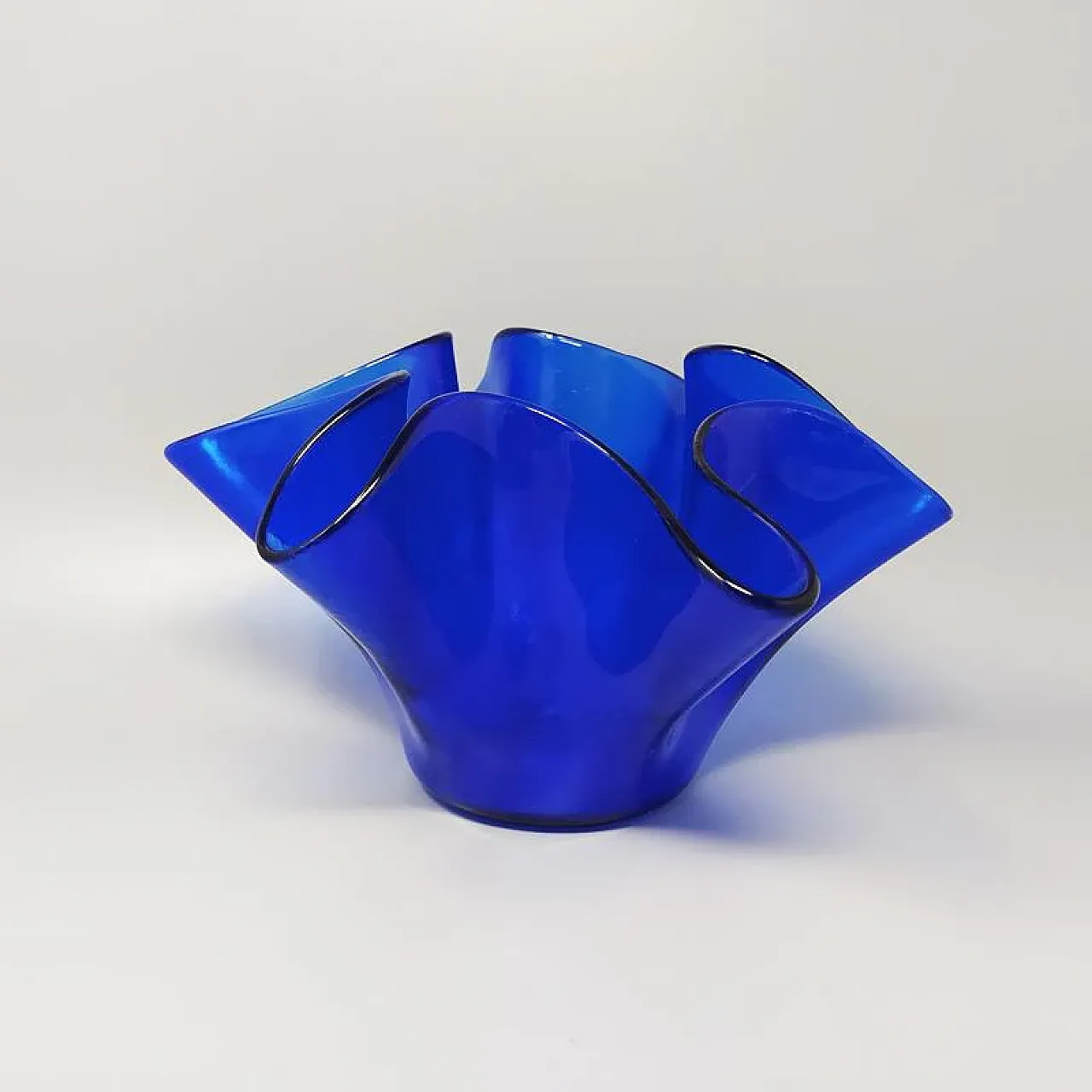 Blue vase Fazzoletto by Dogi in Murano glass, 1970s 1