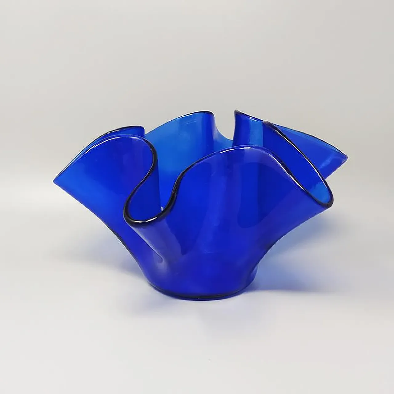 Blue vase Fazzoletto by Dogi in Murano glass, 1970s 2