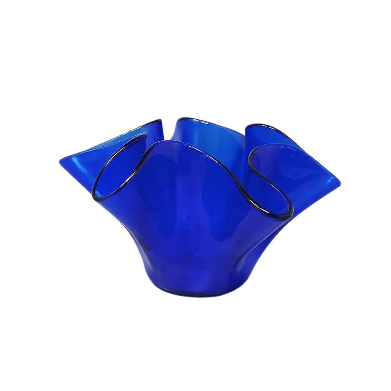 Blue vase Fazzoletto by Dogi in Murano glass, 1970s 8
