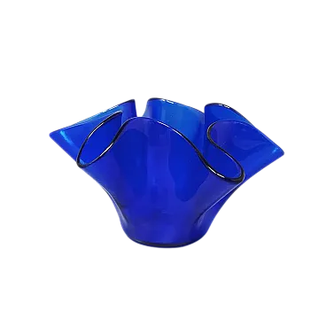 Blue vase Fazzoletto by Dogi in Murano glass, 1970s
