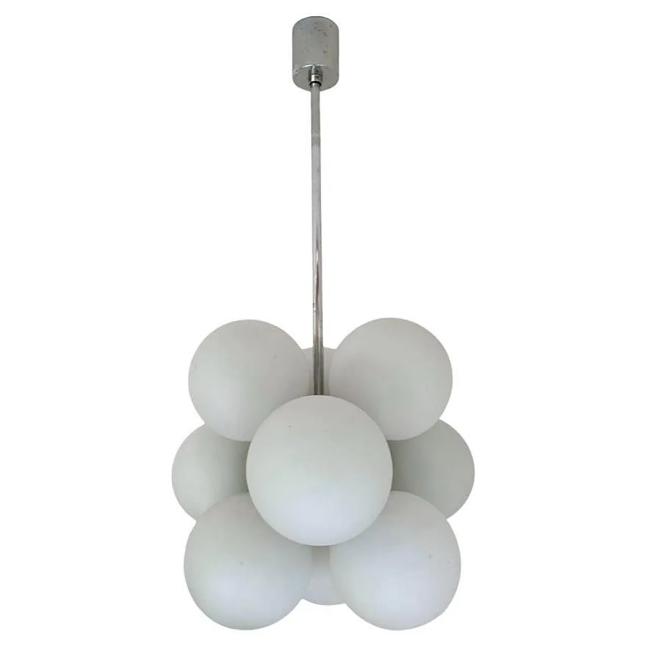 Lampadario Space Age Sputnik con 8 globi di vetro degli anni '60 1