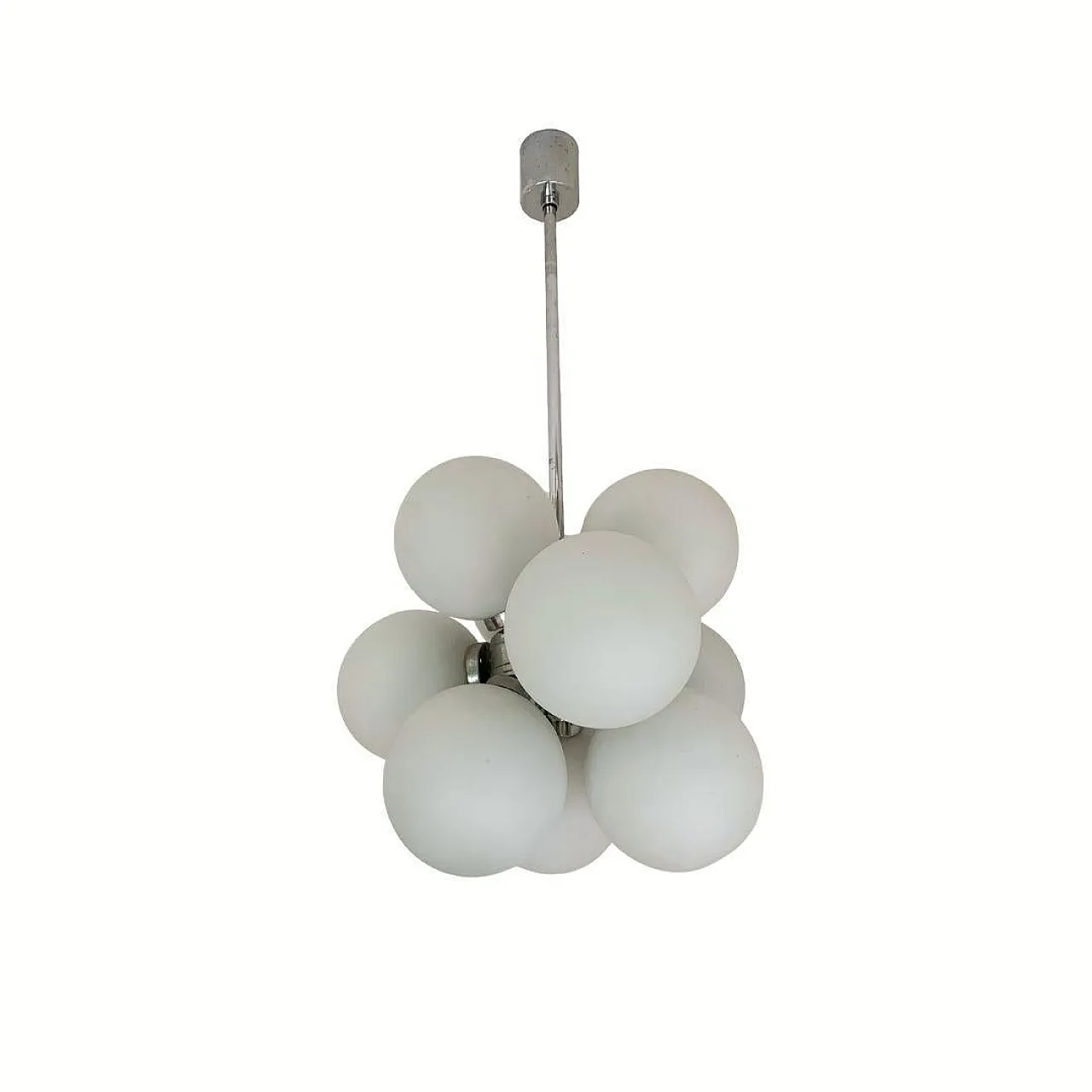 Lampadario Space Age Sputnik con 8 globi di vetro degli anni '60 3