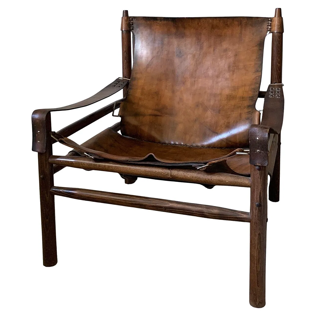 Poltrona "Safari" in pelle di bufalo nello stile di Arne Norell 1