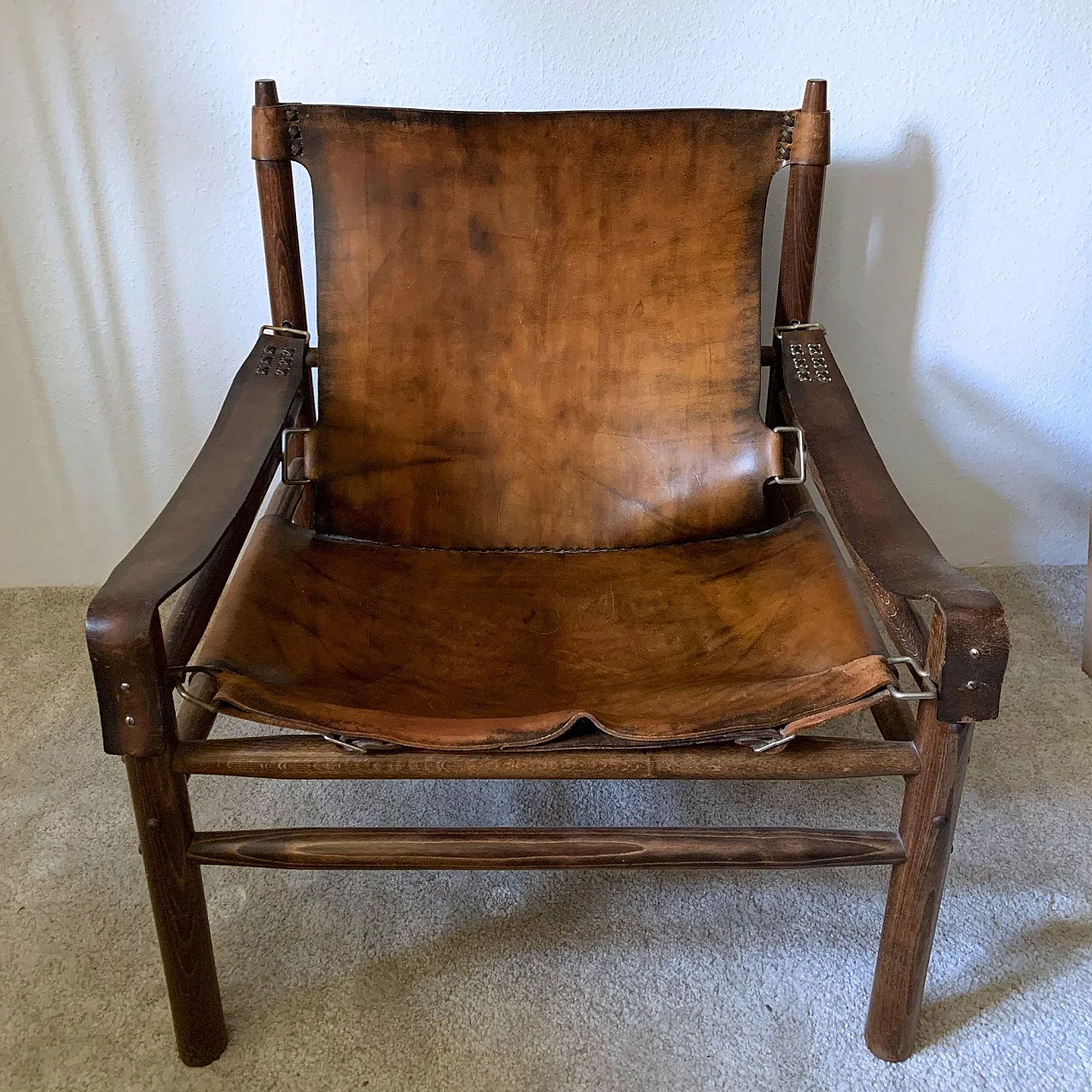 Poltrona "Safari" in pelle di bufalo nello stile di Arne Norell 5