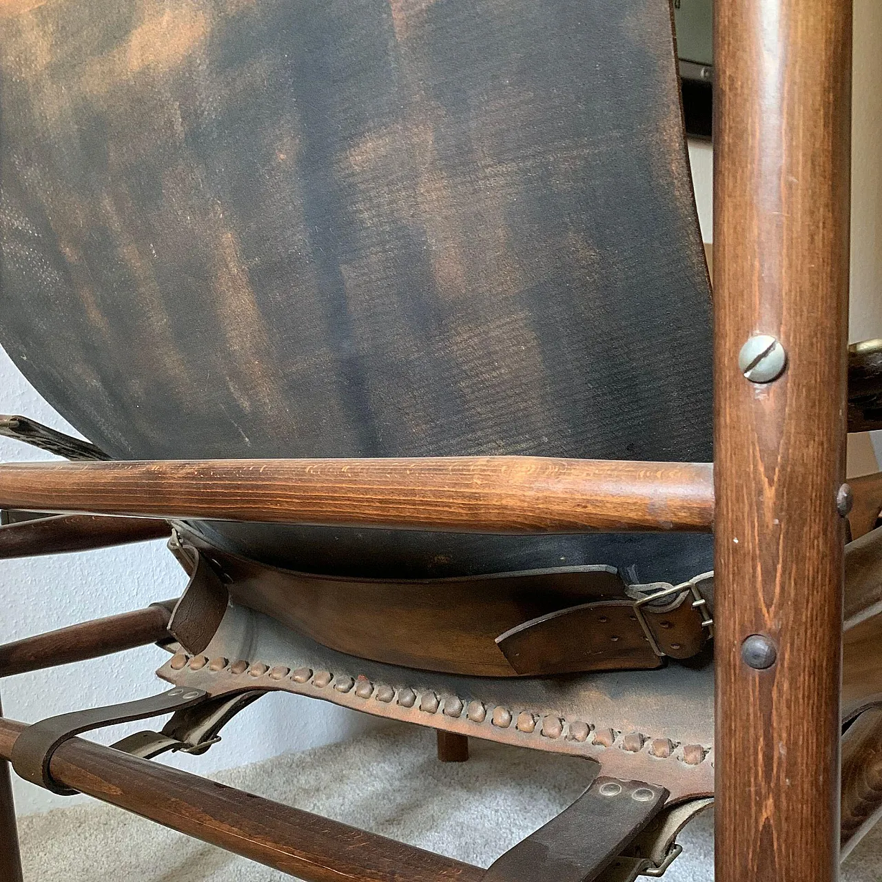 Poltrona "Safari" in pelle di bufalo nello stile di Arne Norell 6