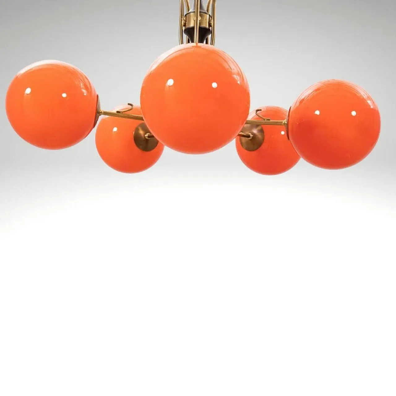 Lampadario in vetro arancione, anni '70 4