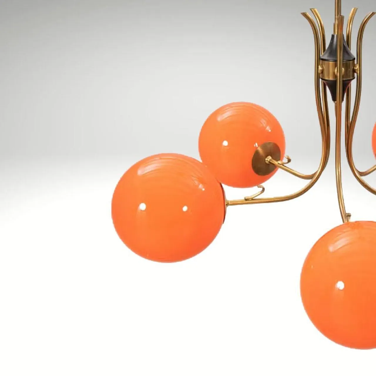 Lampadario in vetro arancione, anni '70 6