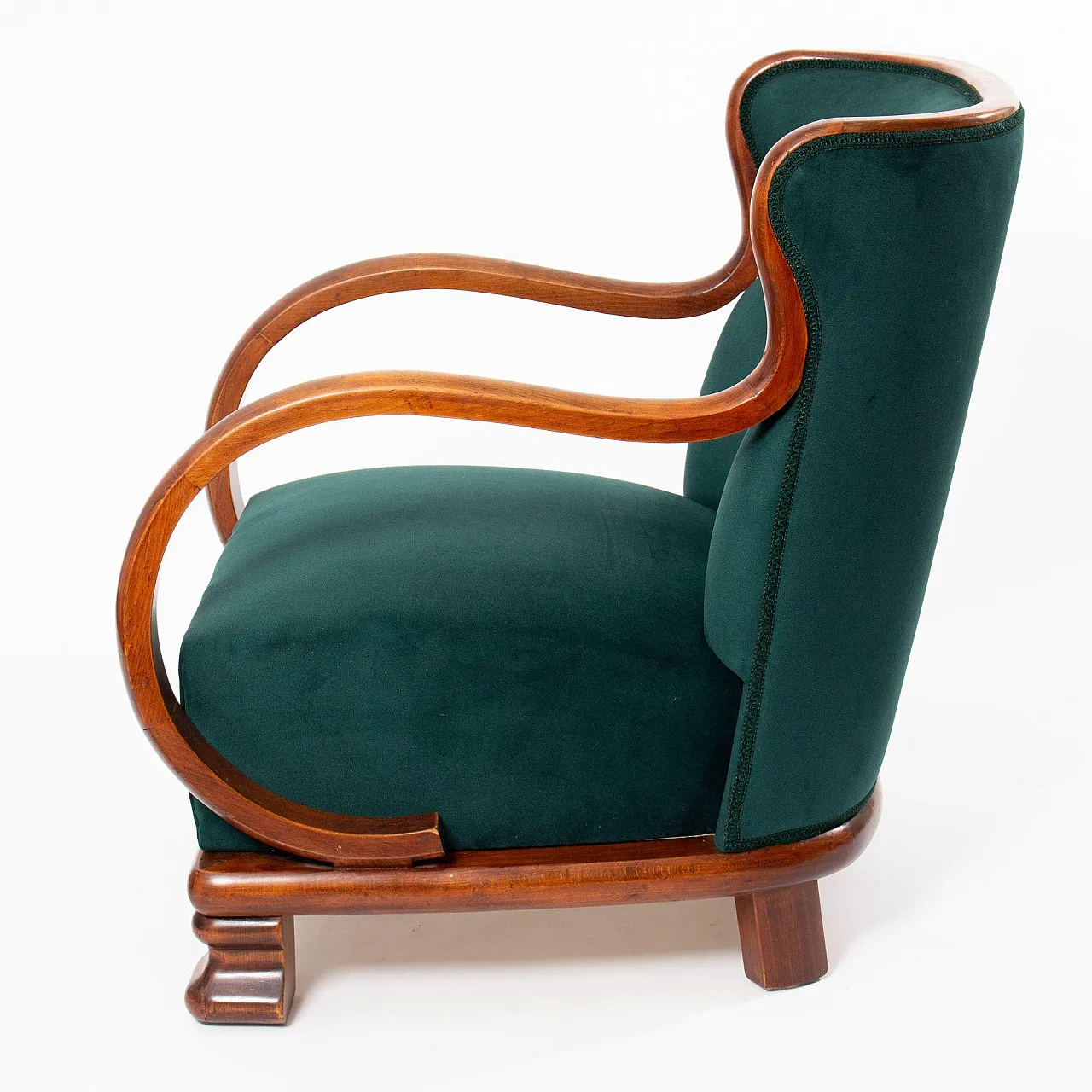 Poltrone Art Déco in velluto verde, anni '30 3