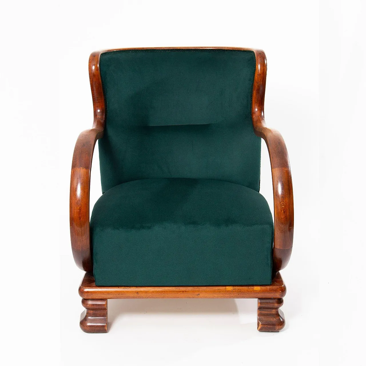 Poltrone Art Déco in velluto verde, anni '30 5