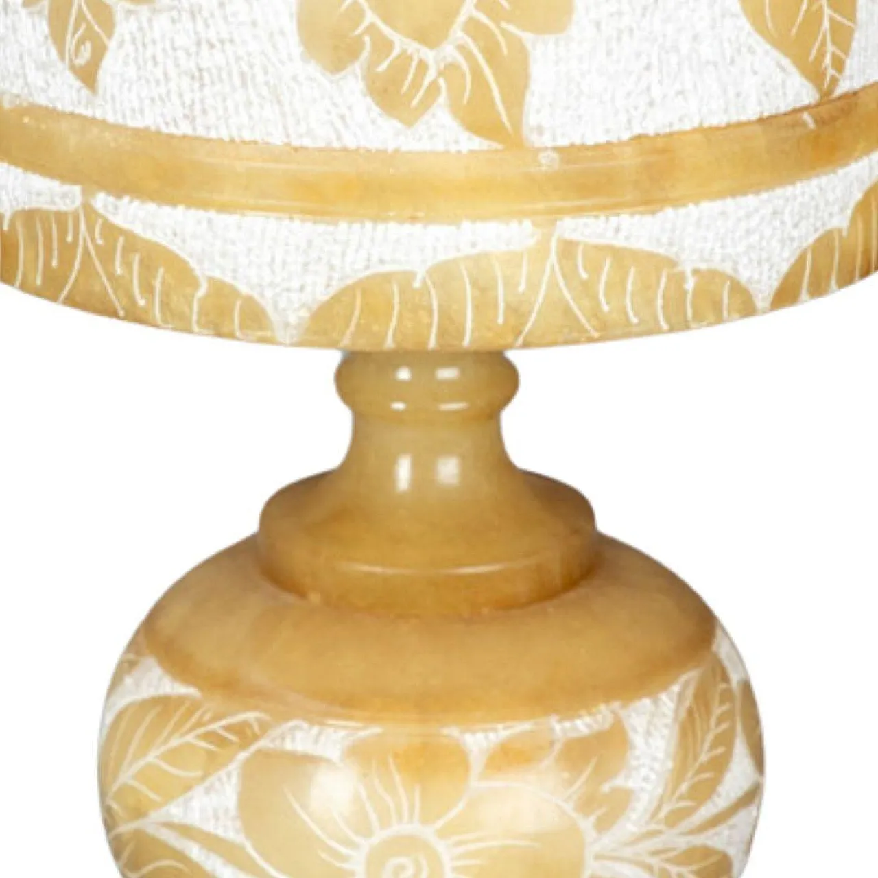 Alabaster table lamp with floral decorations, 1980s 5