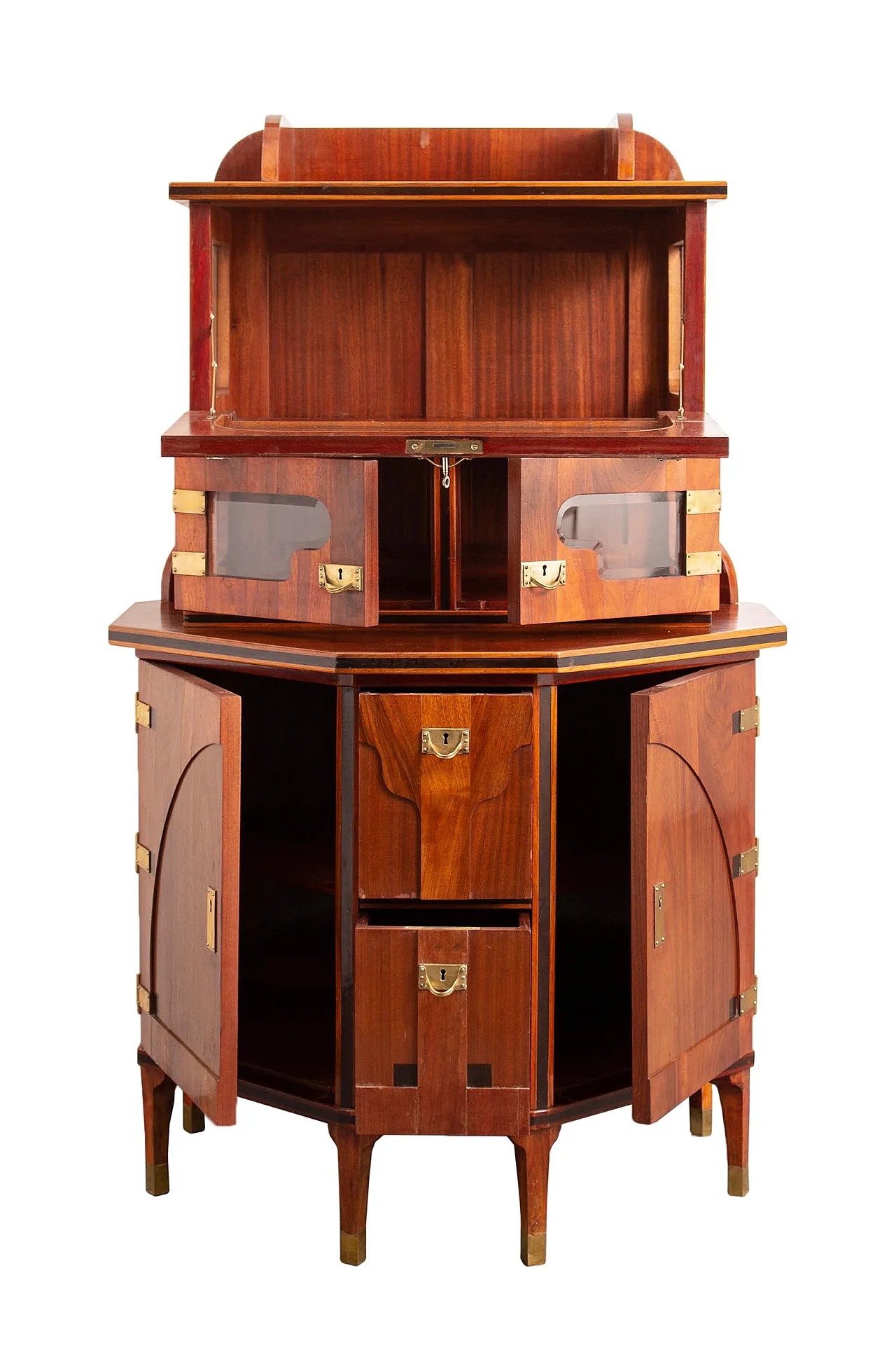August Ungethüm Art Nouveau Mahogany Cabinet, Ca. 1905 2
