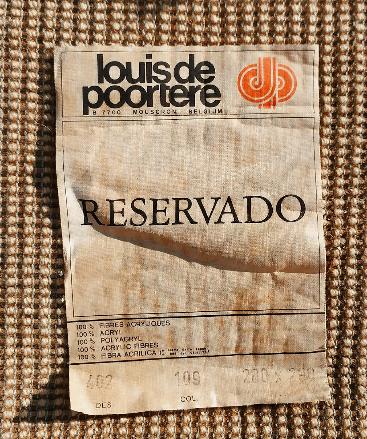 Grande tappeto di Louis De Poortere, anni '90 4