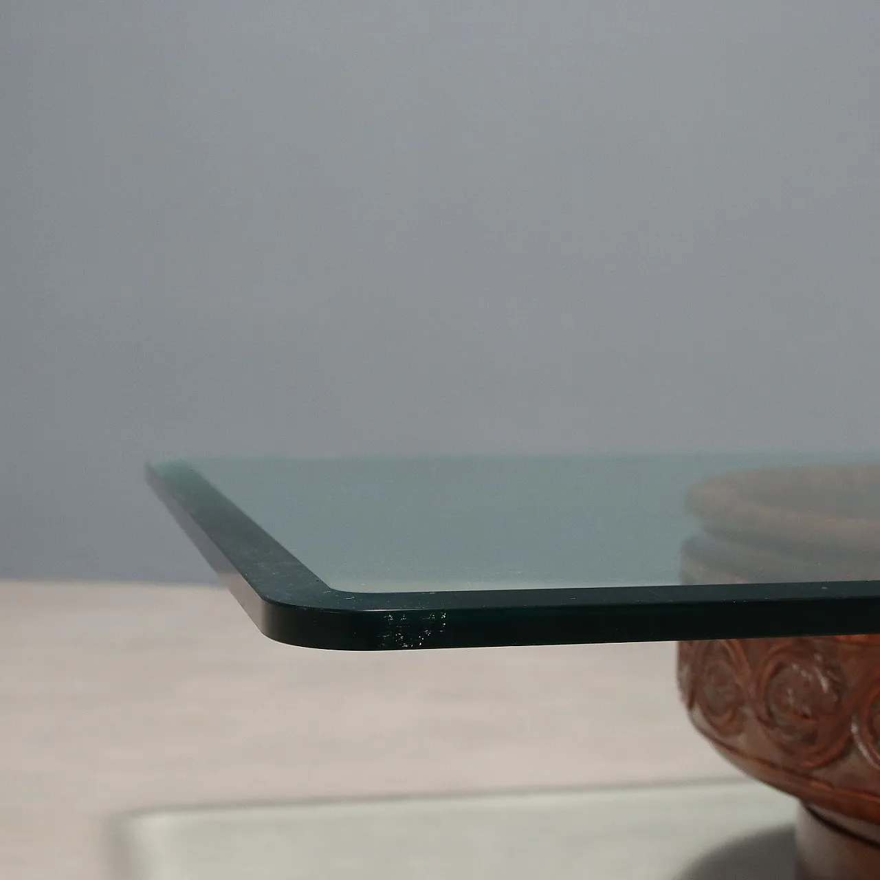 Tavolino in vetro temperato e terracotta, '900 4