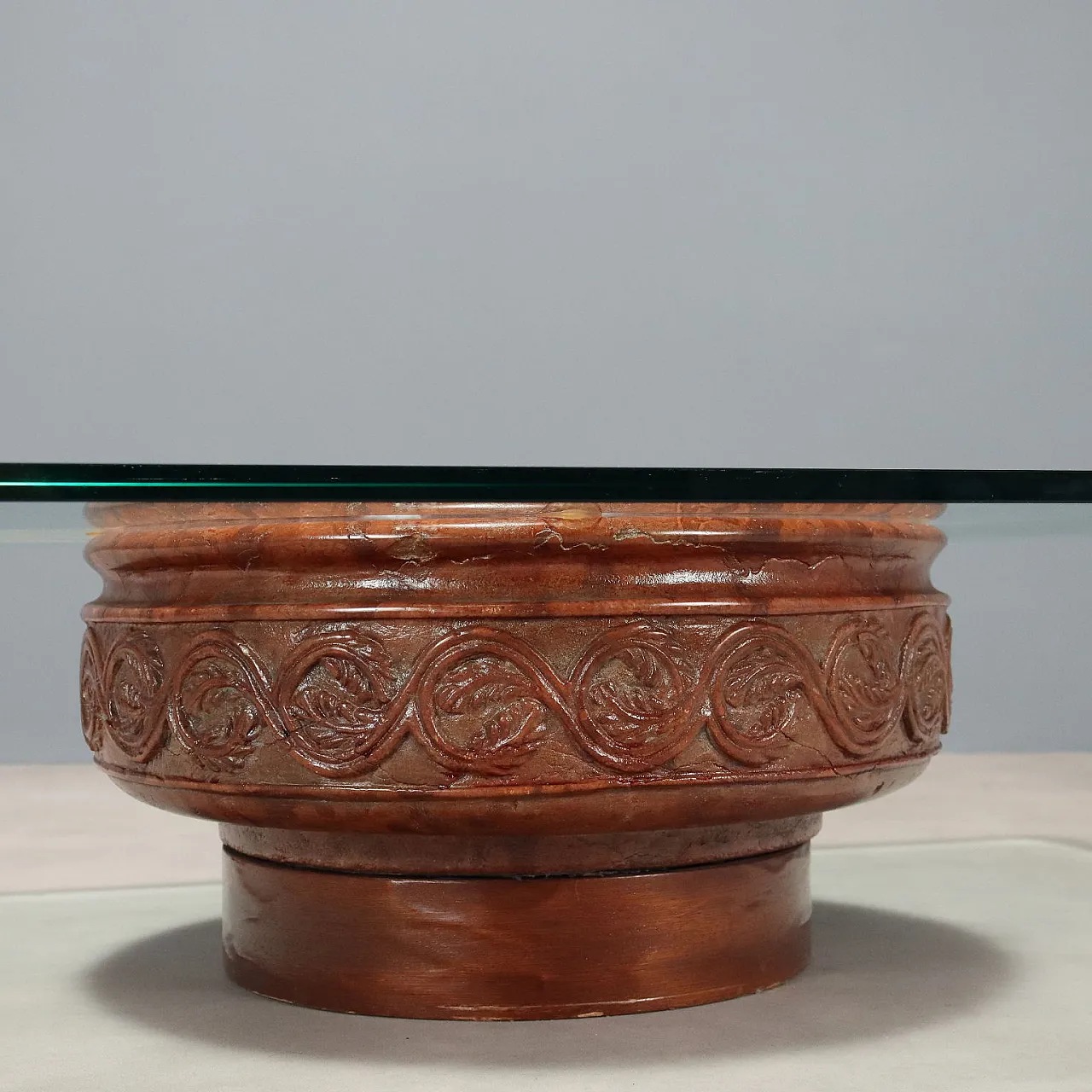 Tavolino in vetro temperato e terracotta, '900 5