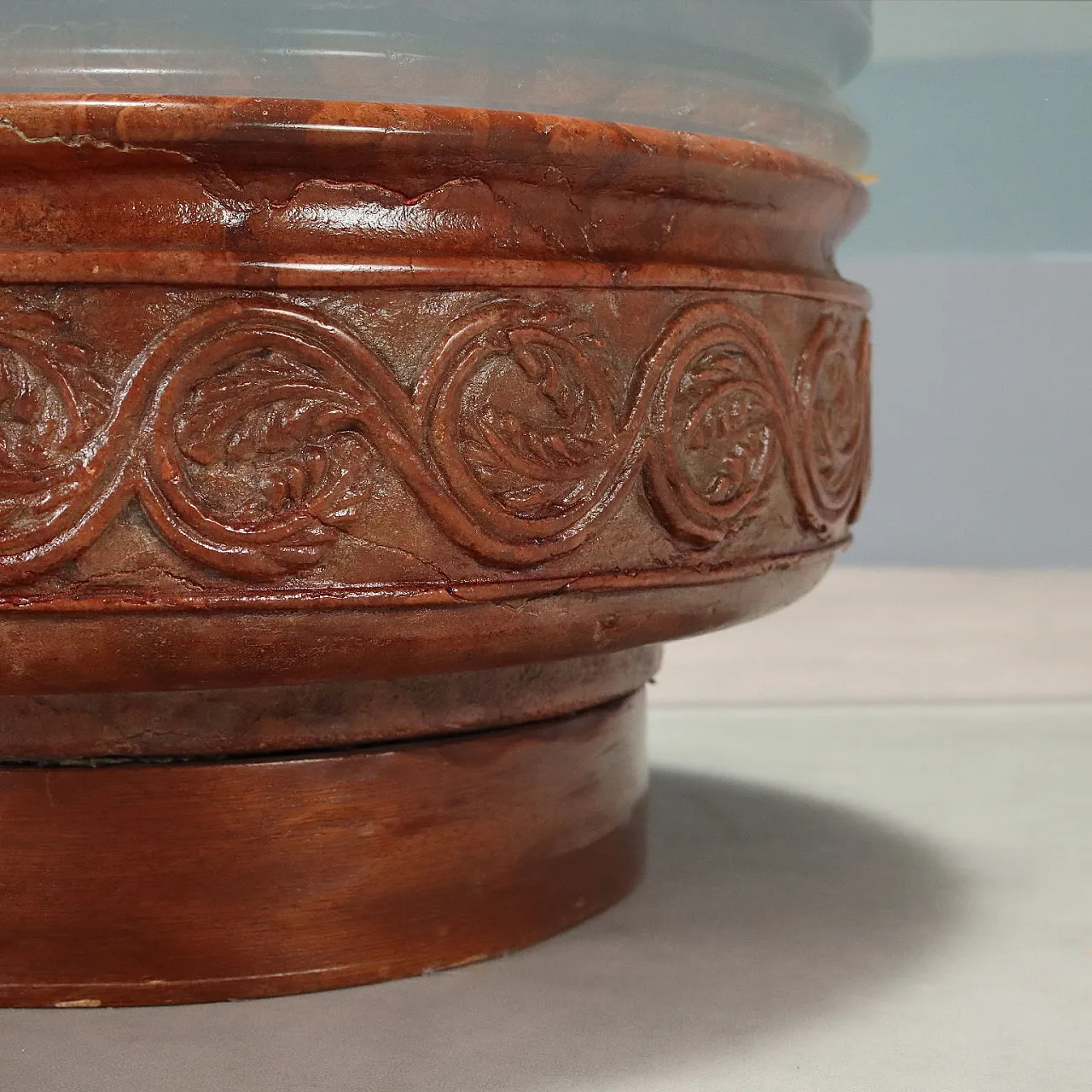 Tavolino in vetro temperato e terracotta, '900 7