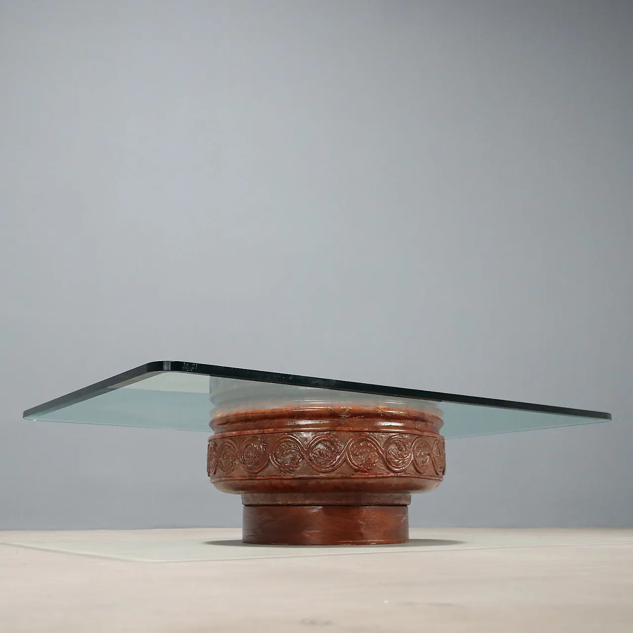 Tavolino in vetro temperato e terracotta, '900 8