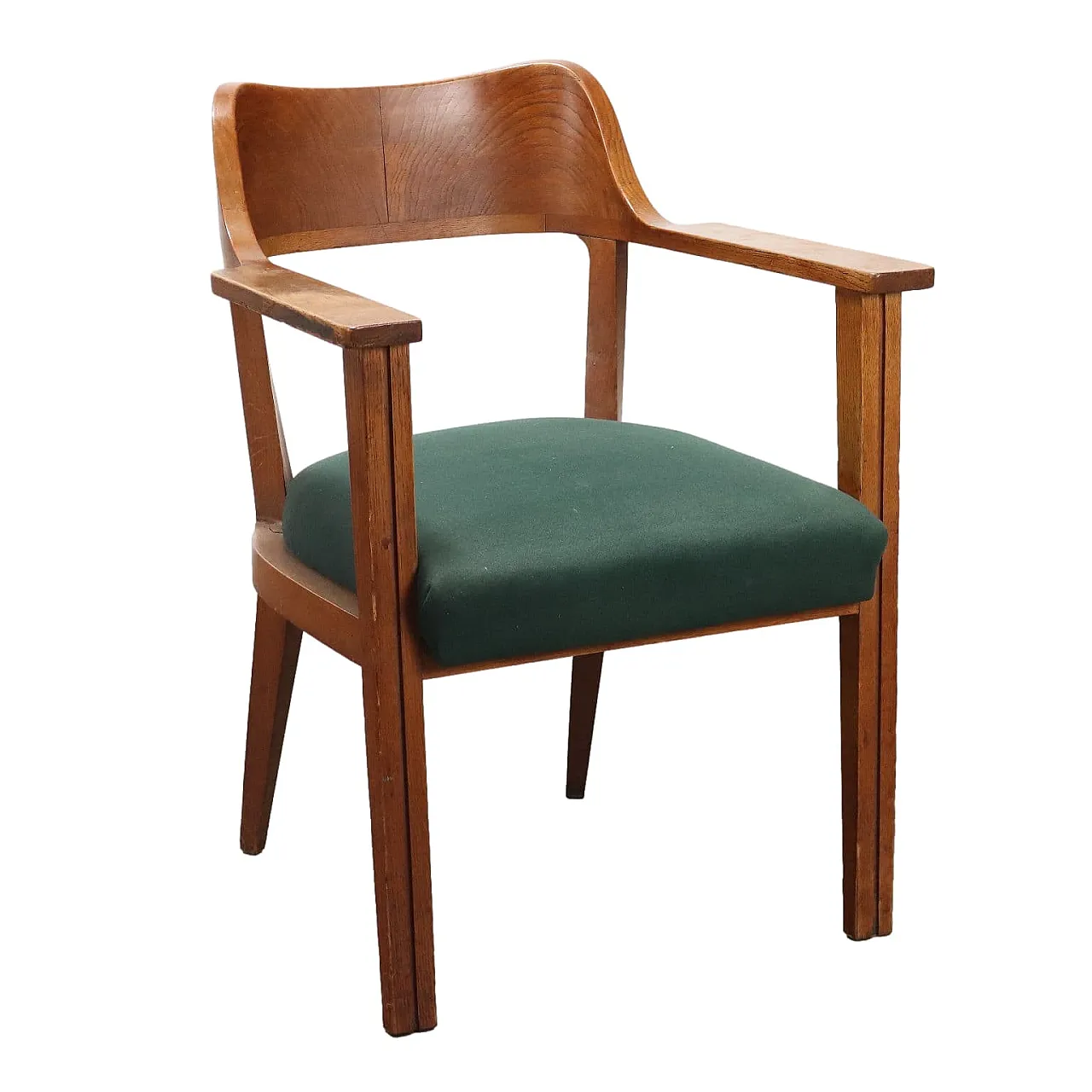 Sedia in legno con braccioli, metà '900 1
