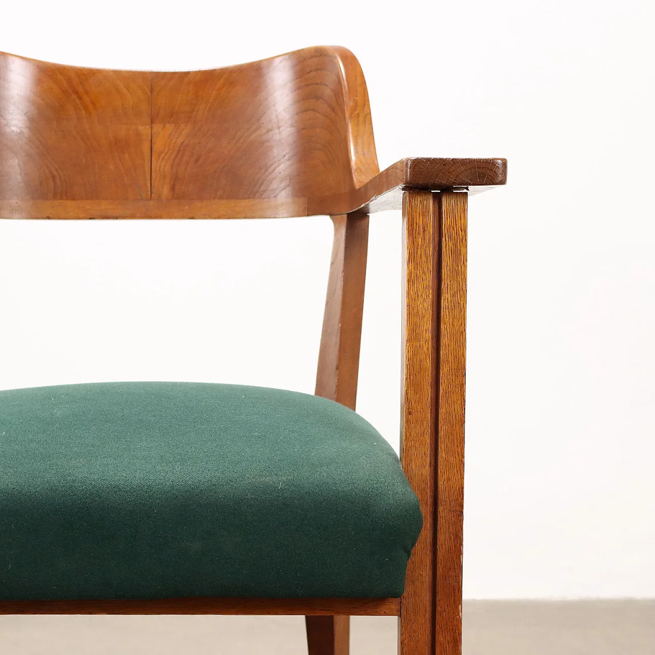 Sedia in legno con braccioli, metà '900 5