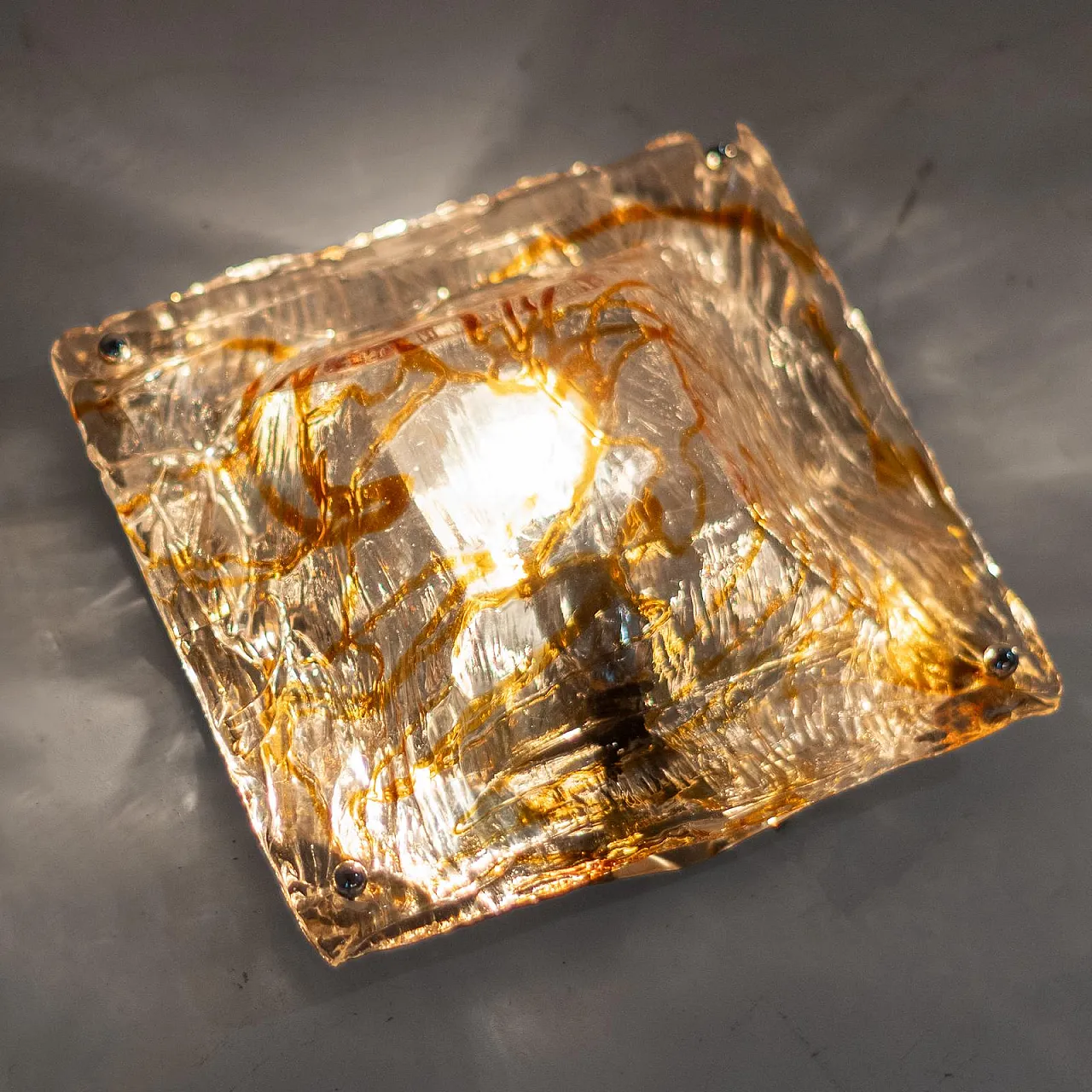 Coppia di applique in vetro di Murano Diamante, anni '70 4