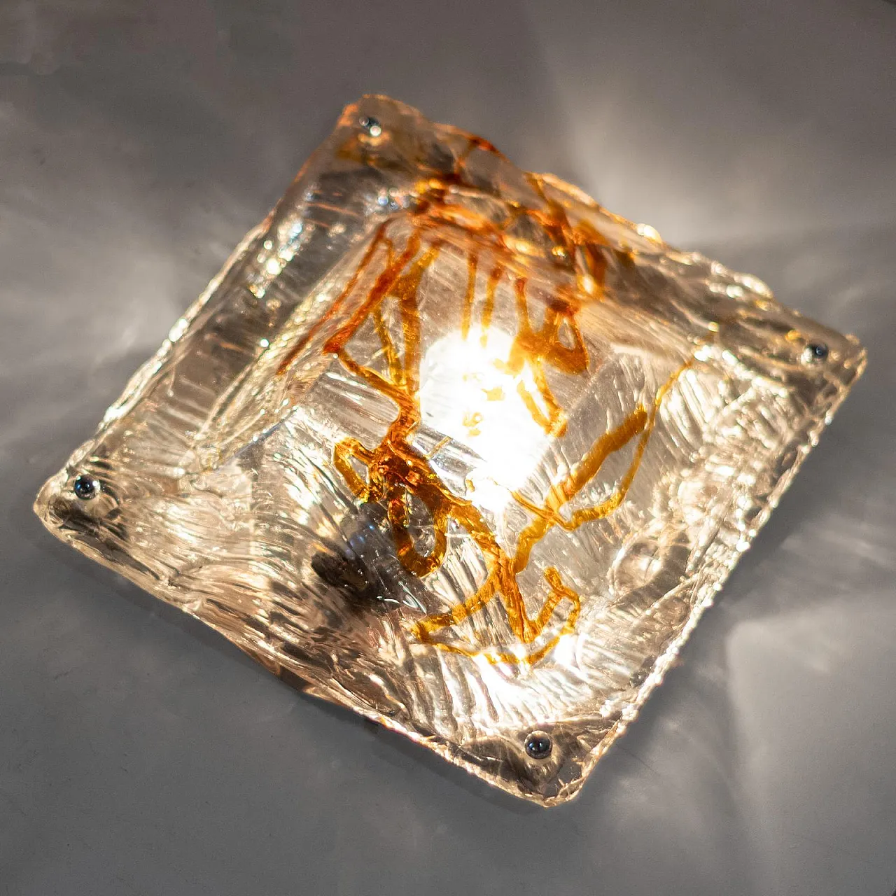 Coppia di applique in vetro di Murano Diamante, anni '70 5