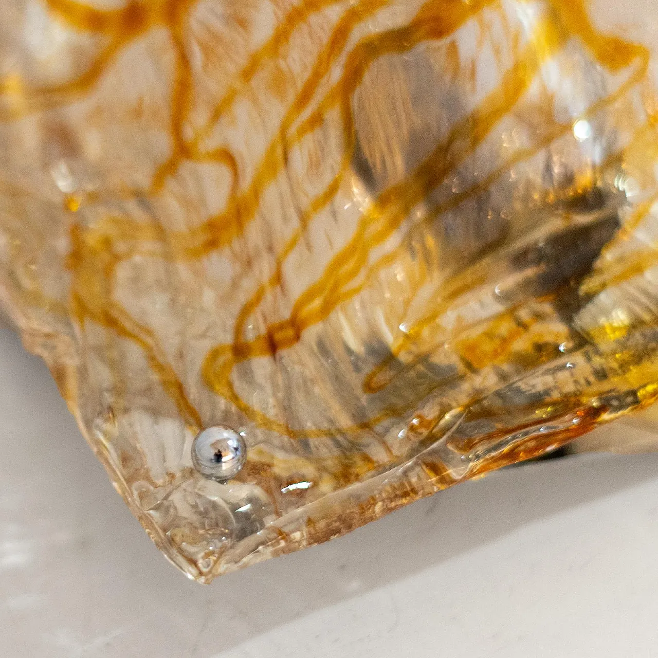 Coppia di applique in vetro di Murano Diamante, anni '70 9