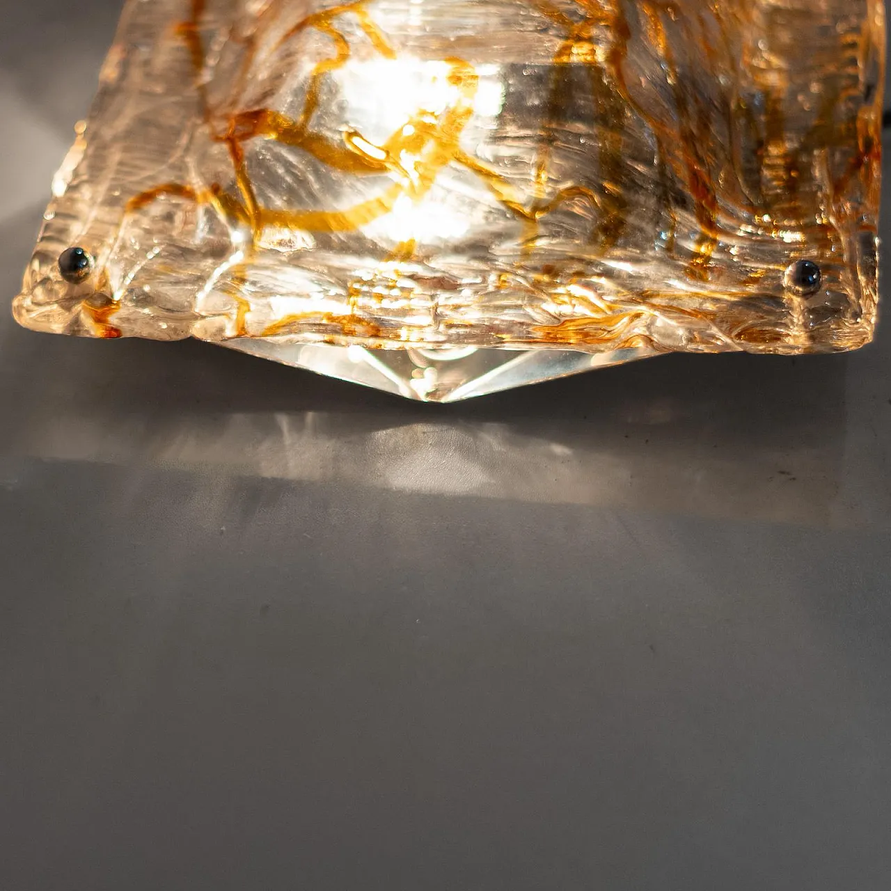 Coppia di applique in vetro di Murano Diamante, anni '70 11