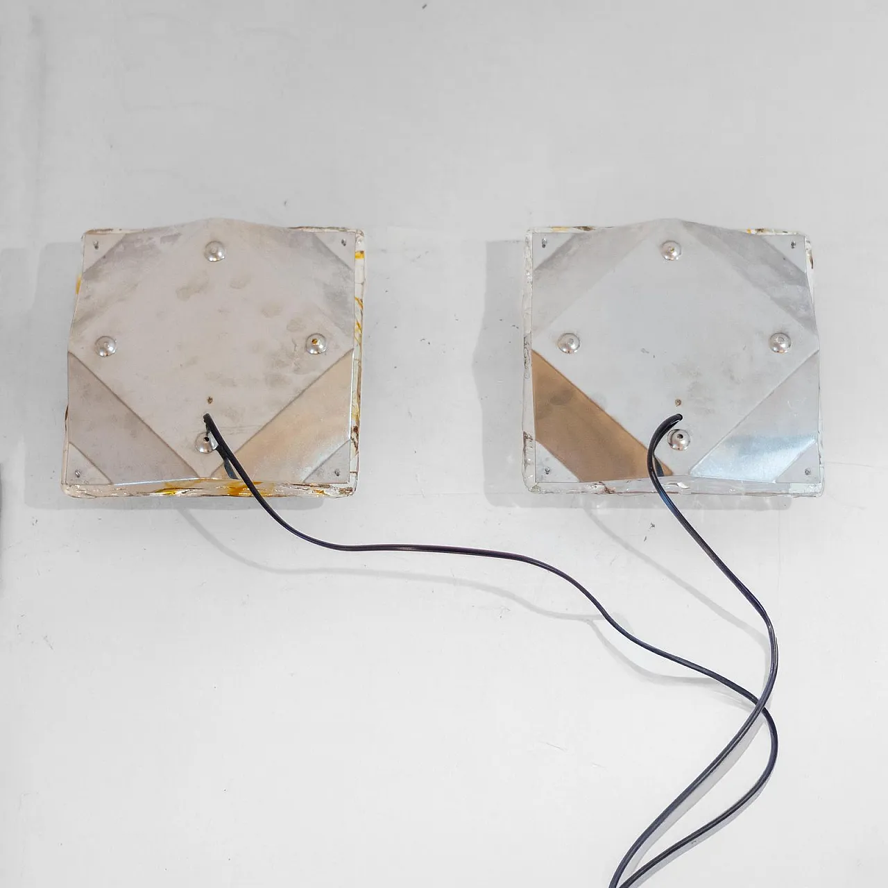 Coppia di applique in vetro di Murano Diamante, anni '70 13
