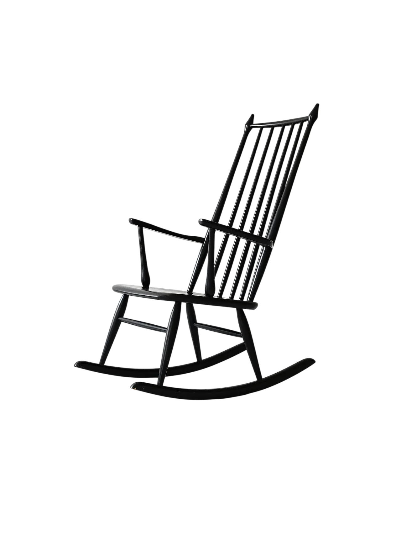 Sedia a dondolo danese vintage in stile Windsor 7