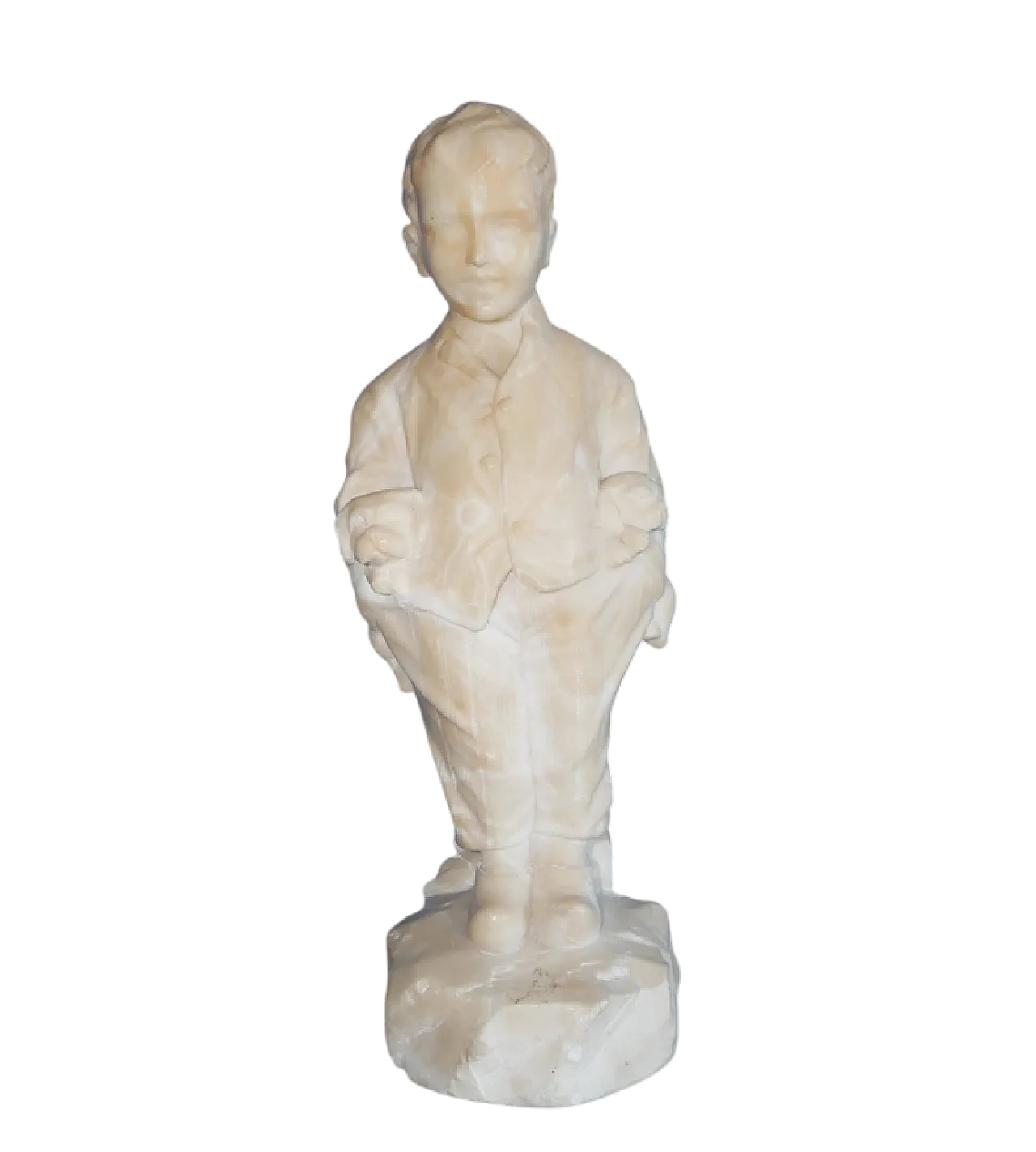 Alabaster sculpture Boy with dogs in his pocket, 20a 15