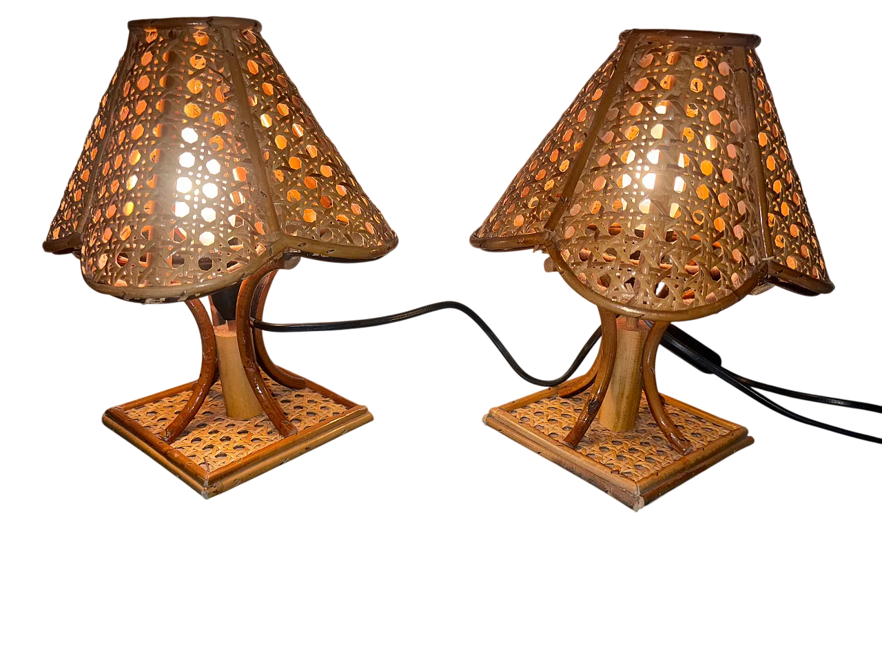 Coppia lampade vimini, anni '50 7