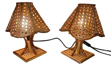 Coppia lampade vimini, anni '50
