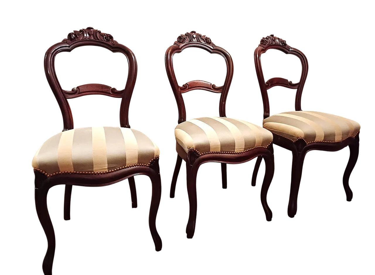 Lotto 3 Sedie In Noce Stile Luigi Filippo, '800 18