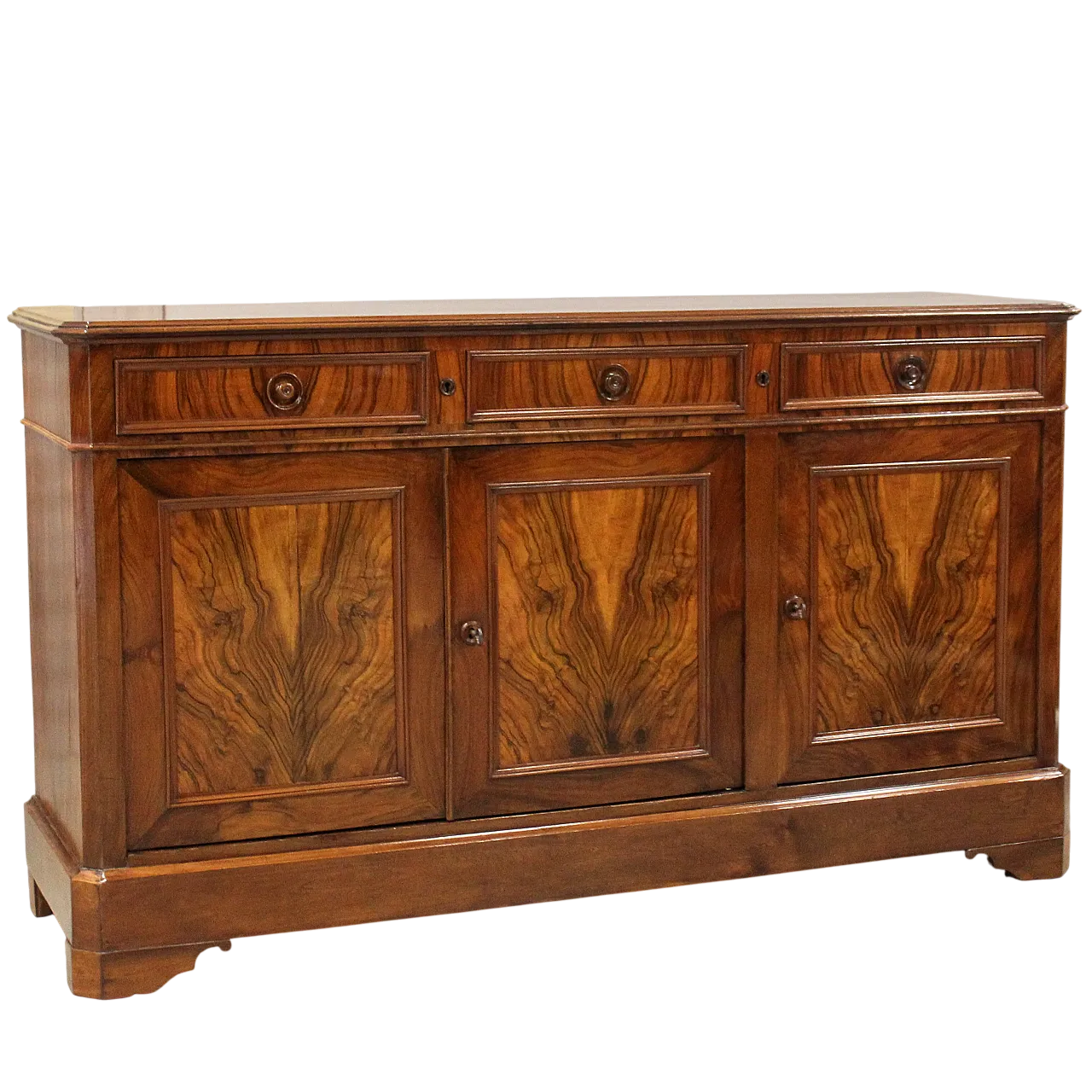 Credenza 3 ante Luigi Filippo in noce '800 10