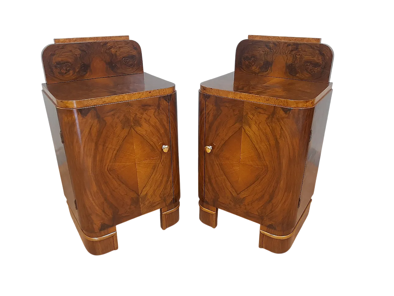 Pair of Art Deco beds in blonde and root, 1930-40 11