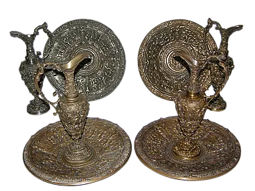 4 composè di brocche e bacili a bronzo Colleoni di Bergamo, anni '30