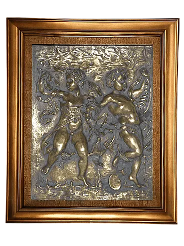 Formella con Amorini Danzanti in bronzo sbalzato , '700