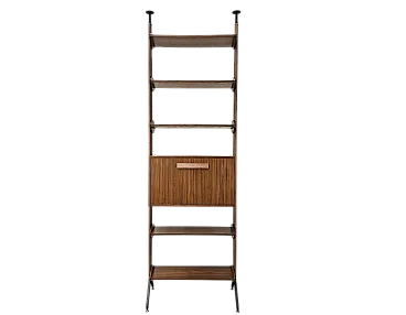 Libreria terra cielo in teak con mensole e scomparto, anni '60