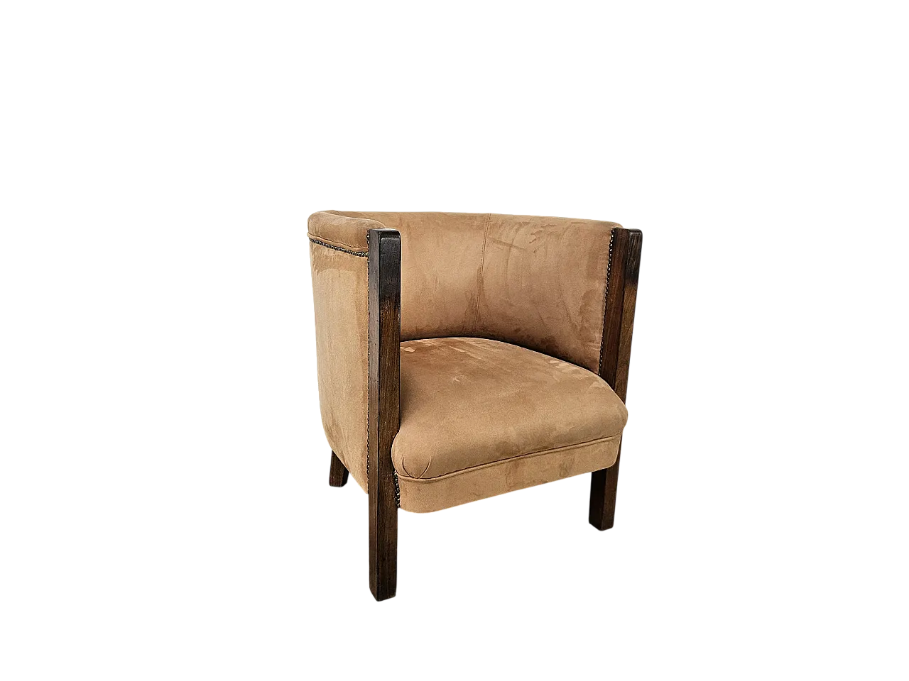 Poltrona Art Decò in noce e velluto, 1940 16