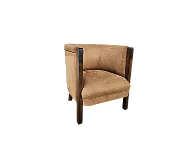 Poltrona Art Decò in noce e velluto, 1940