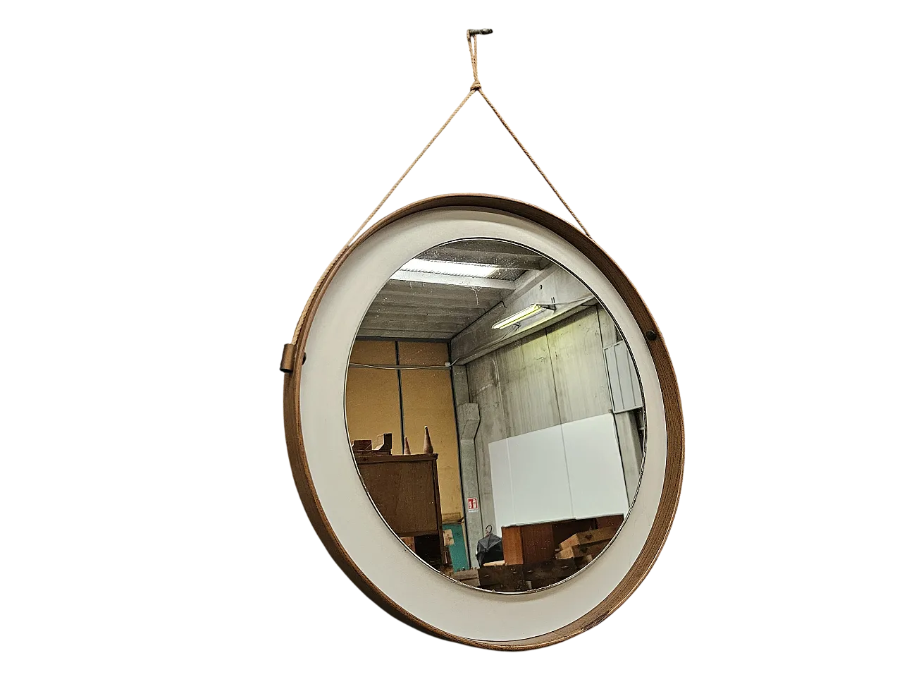 Specchio da parete in pvc ed ecopelle, anni '70 11