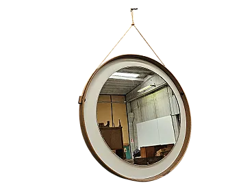 Specchio da parete in pvc ed ecopelle, anni '70