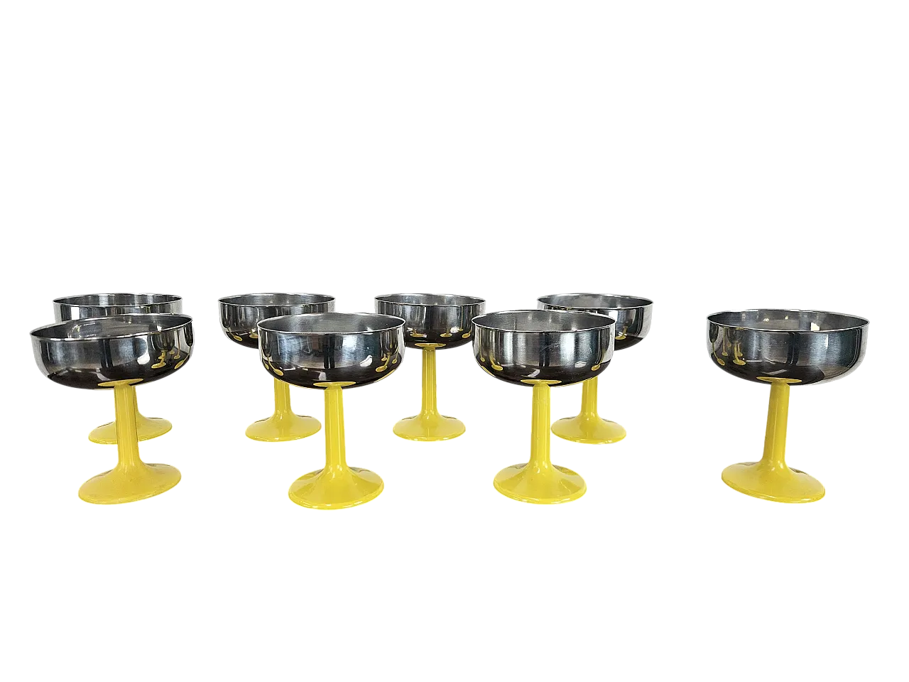 8 coppe gelato in plastica e metallo, anni '70 8