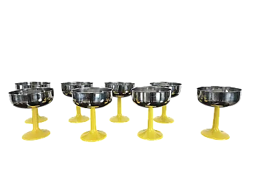 8 coppe gelato in plastica e metallo, anni '70