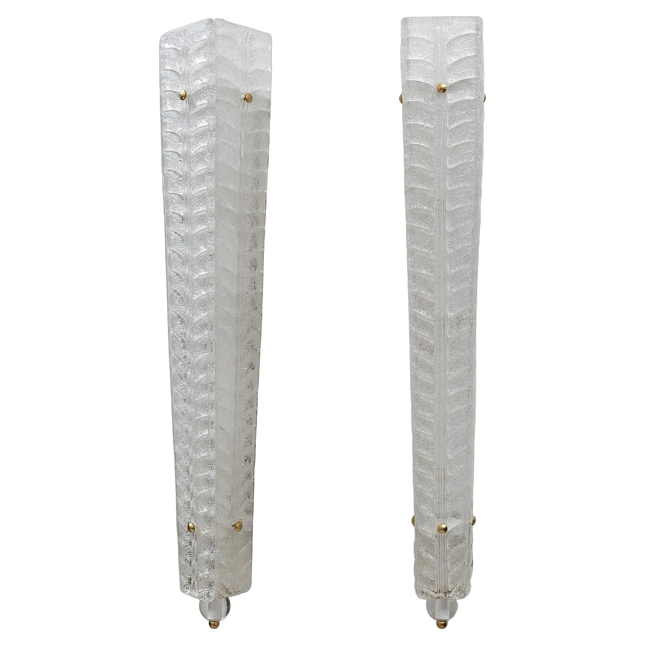 Coppia di applique in granito in ottone e vetro di Murano, '900 1