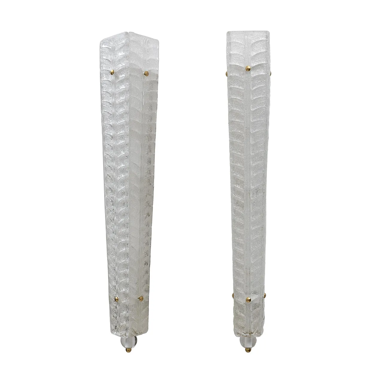 Coppia di applique in granito in ottone e vetro di Murano, '900 7